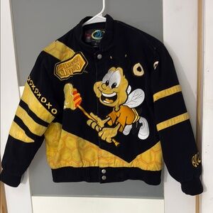 Black and Yellow Jean Jacket with Varsity Style